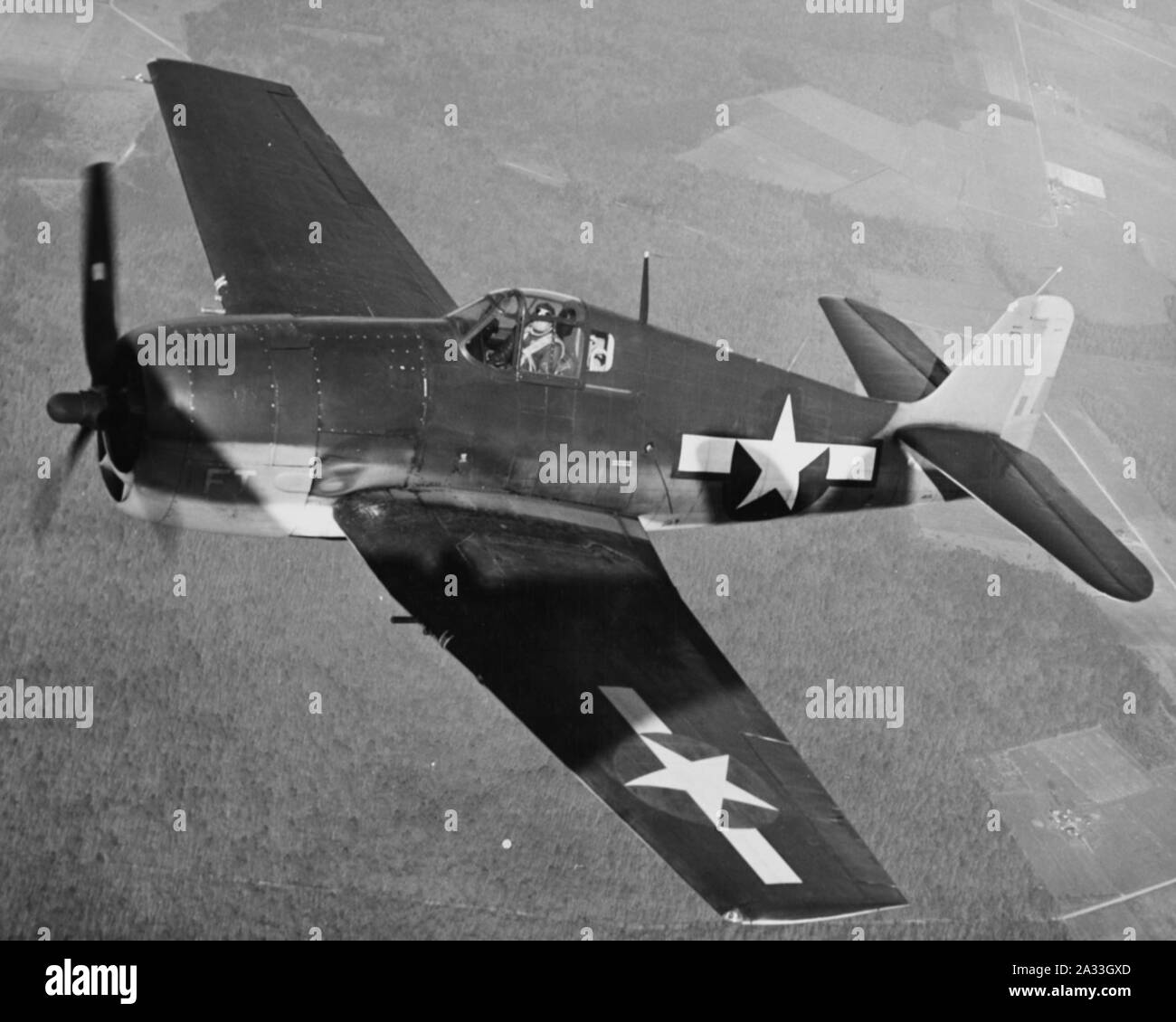 F6F-3 Hellcat en vol près de Patuxent River NAS en février 1944. Banque D'Images