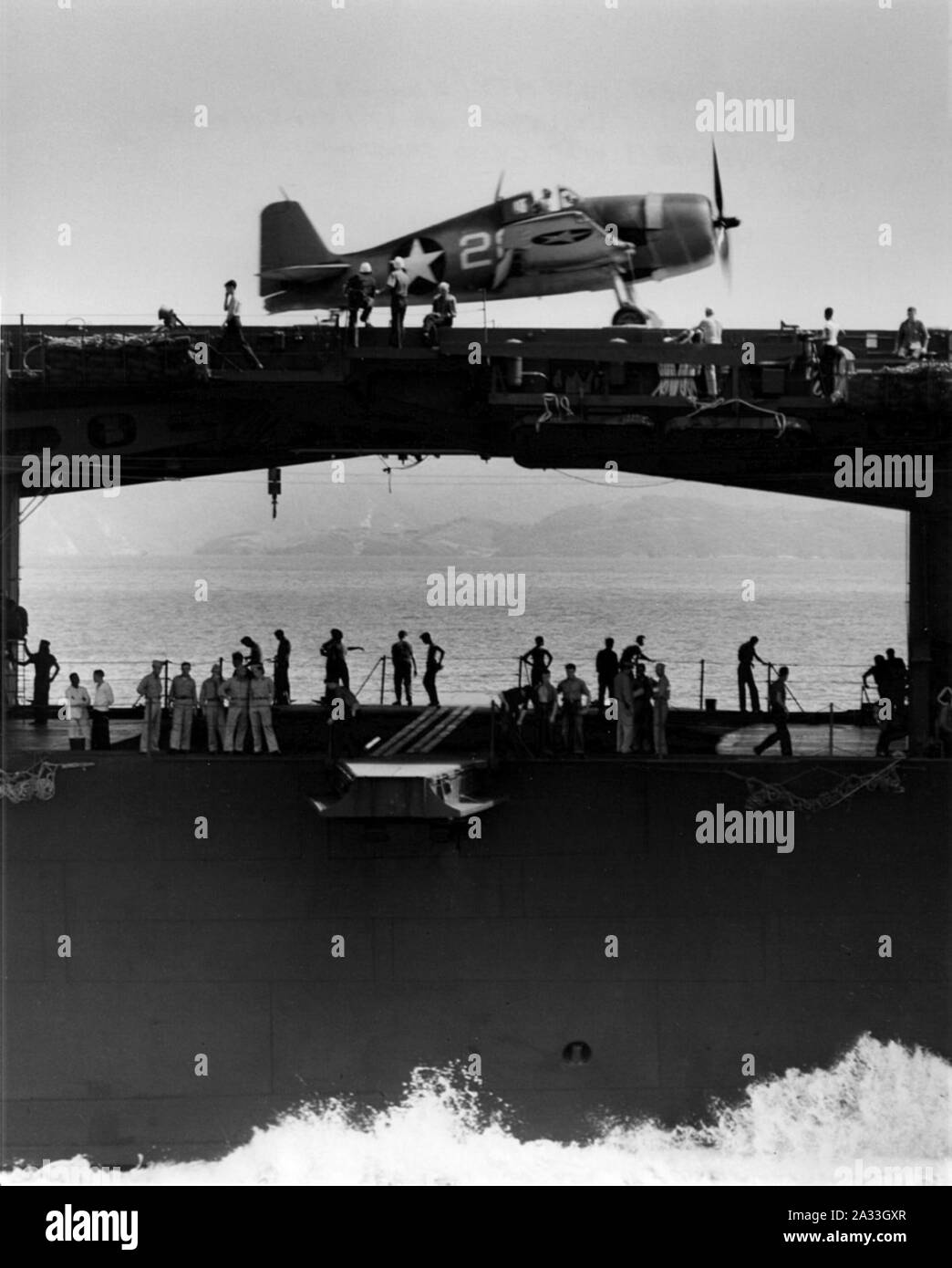 F6F-3 du VF-1 sur l'USS Yorktown (CV-10) 1943. Banque D'Images