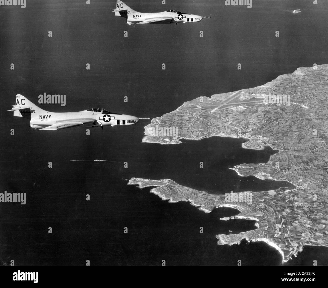 F9F-8P VFP-62 CVA-60 1958. Banque D'Images