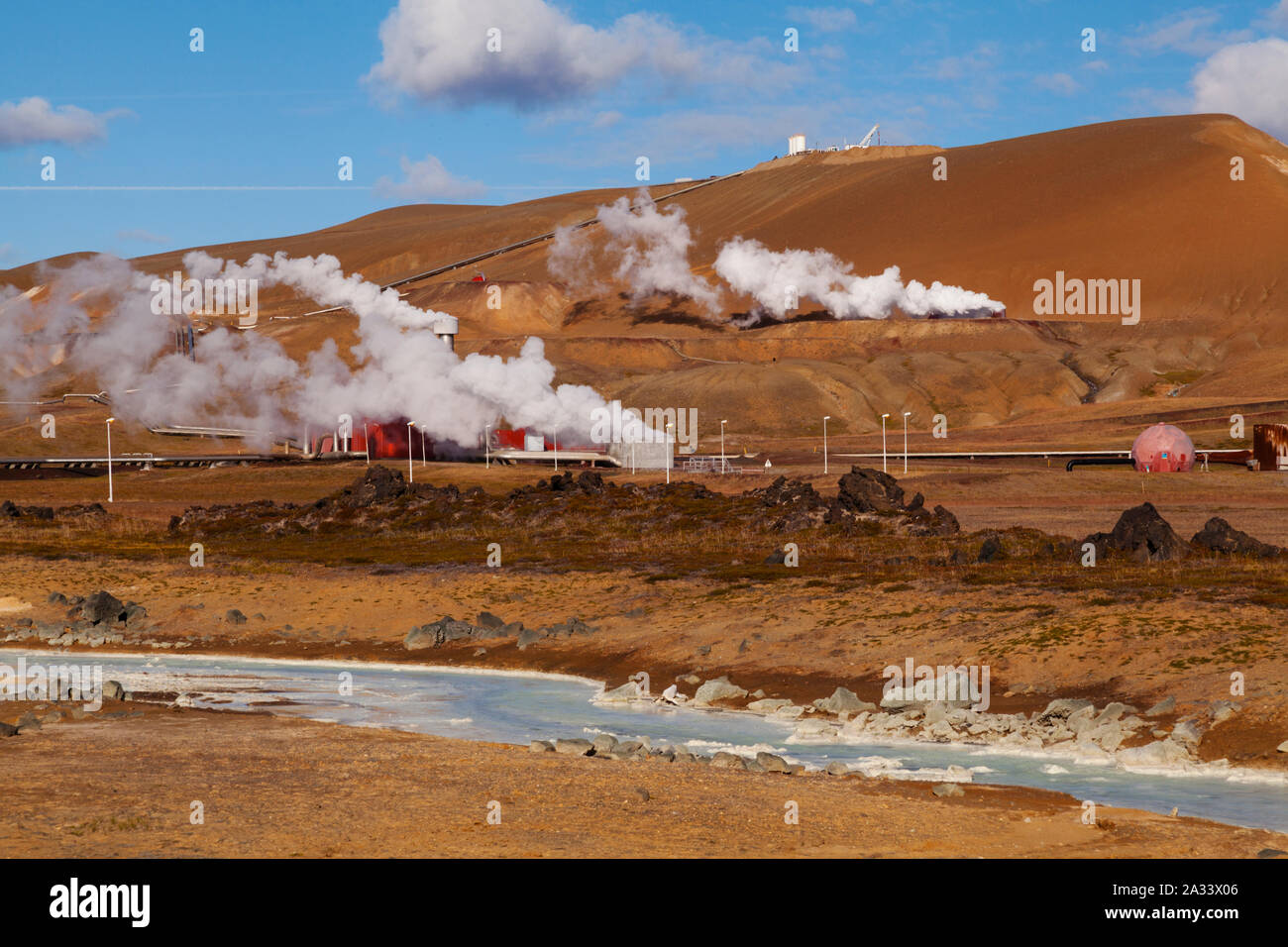 Centrale géothermique Krafla - Islande Banque D'Images