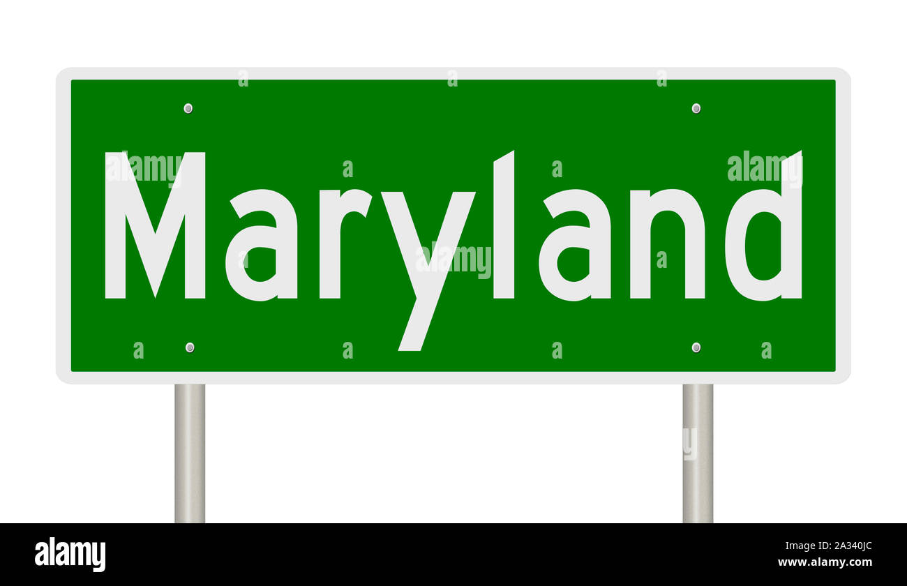 D'un rendu 3d vert panneau routier pour le Maryland Banque D'Images