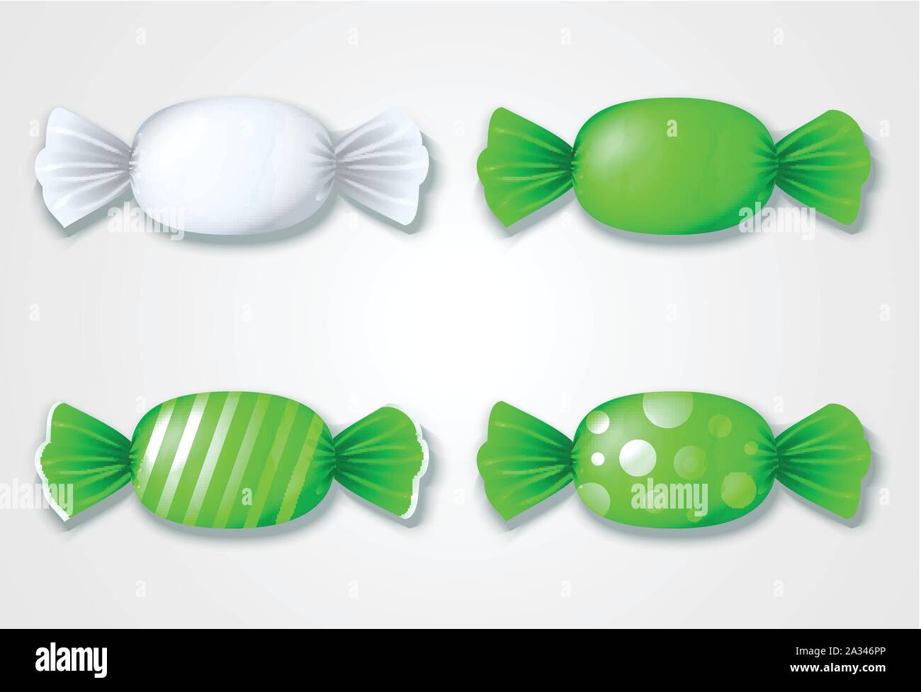 Ensemble de bonbons colorés en vert et blanc - Illustration de Vecteur