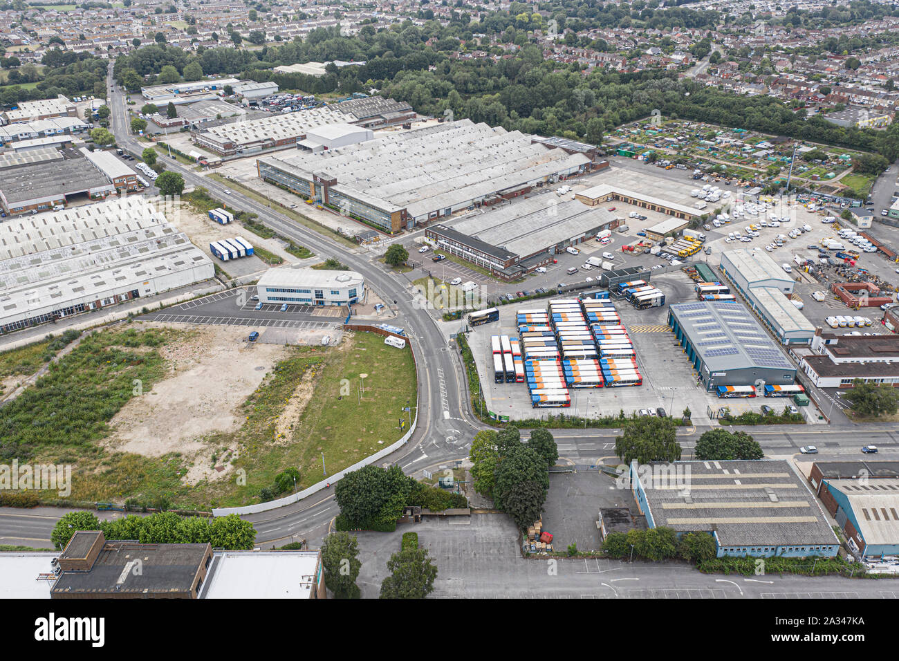 SWINDON, Royaume-Uni - Juin 13, 2017 : avis de haut niveau de Cheney Manor Industrial Estate Swindon, Wiltshire Banque D'Images