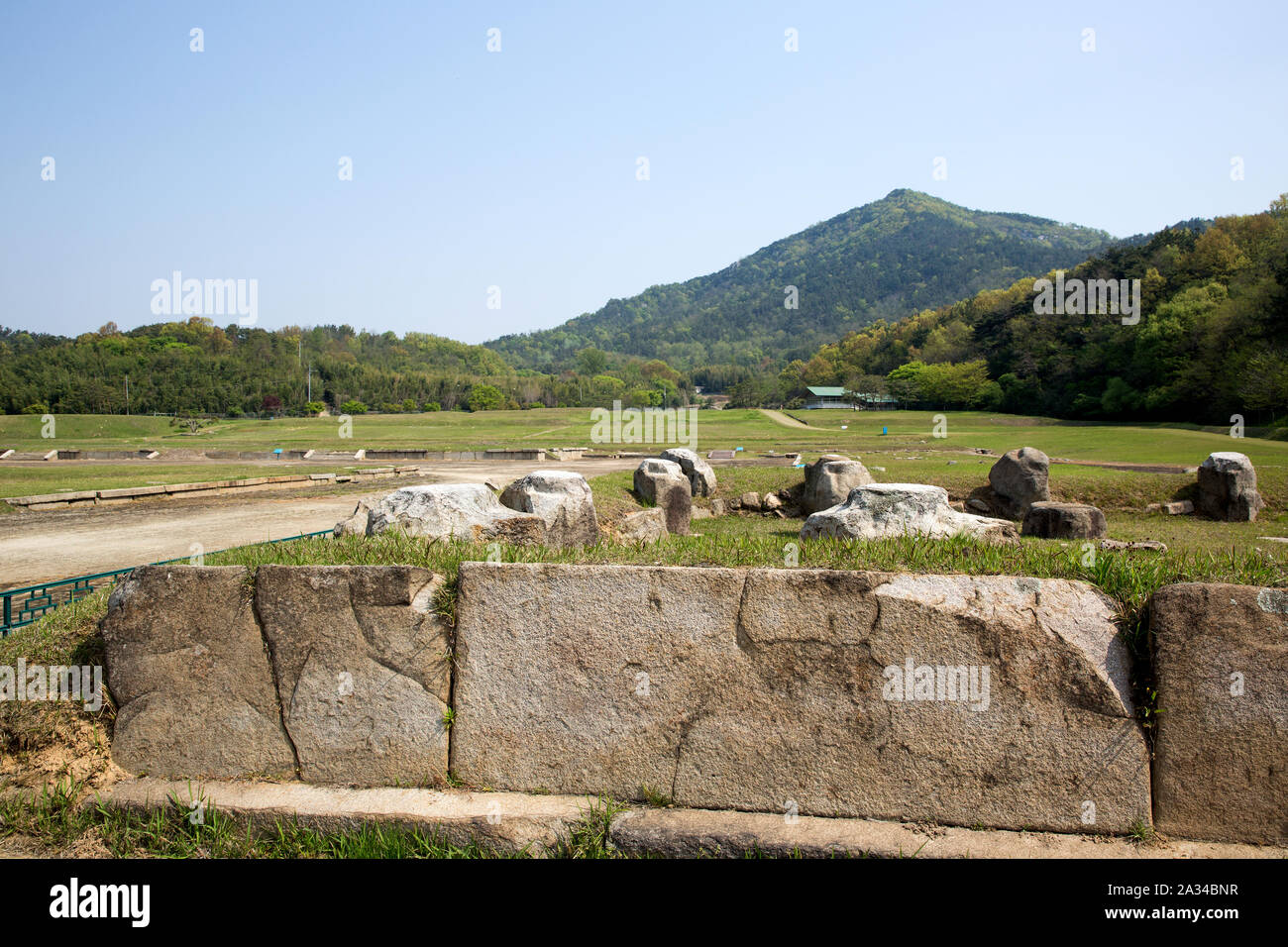 Mireuksa Site du Temple, Iksan-si, en Corée du Sud. Banque D'Images