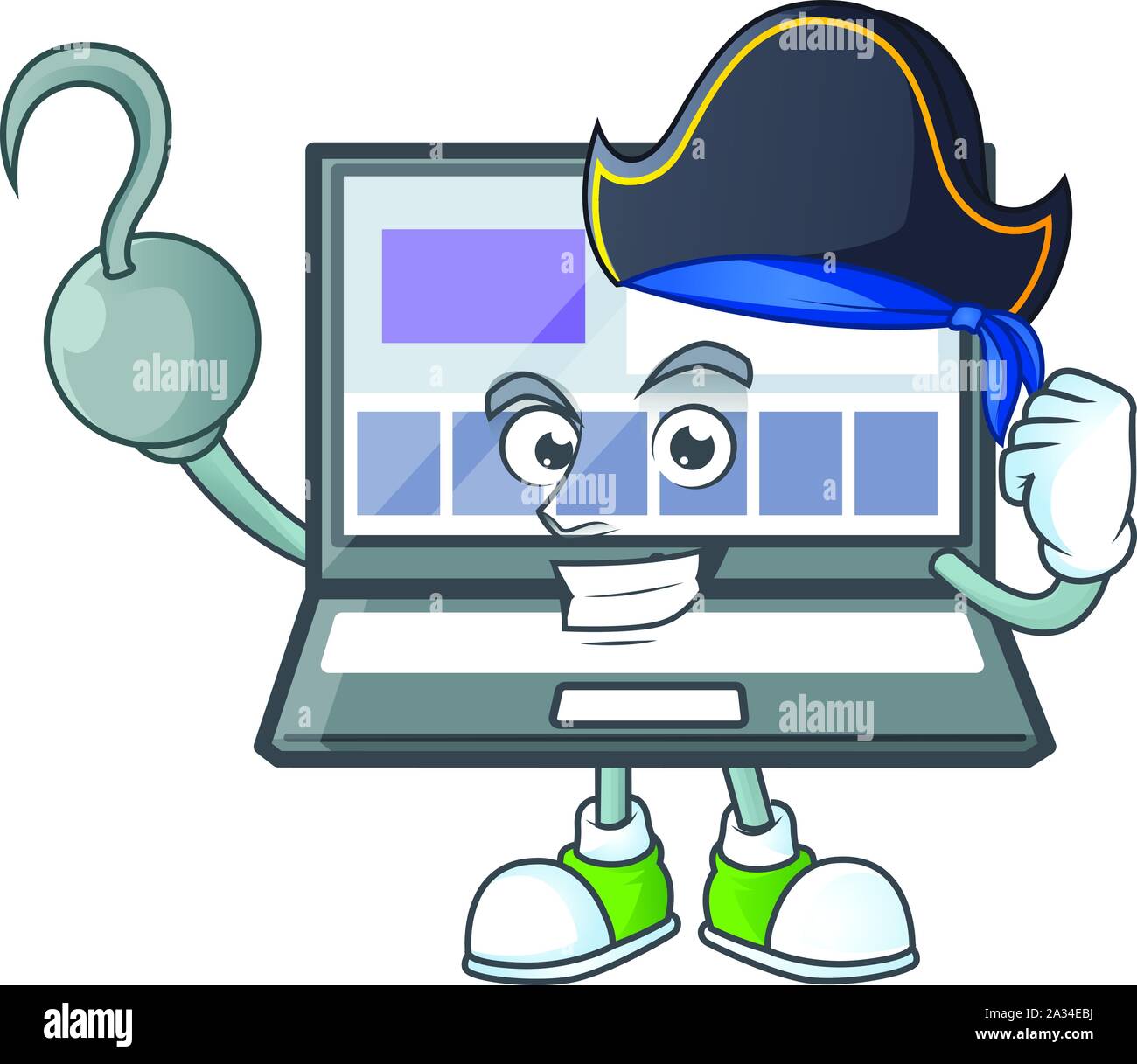 Coffre pirate avec un style de caractère de dessin animé Illustration de Vecteur