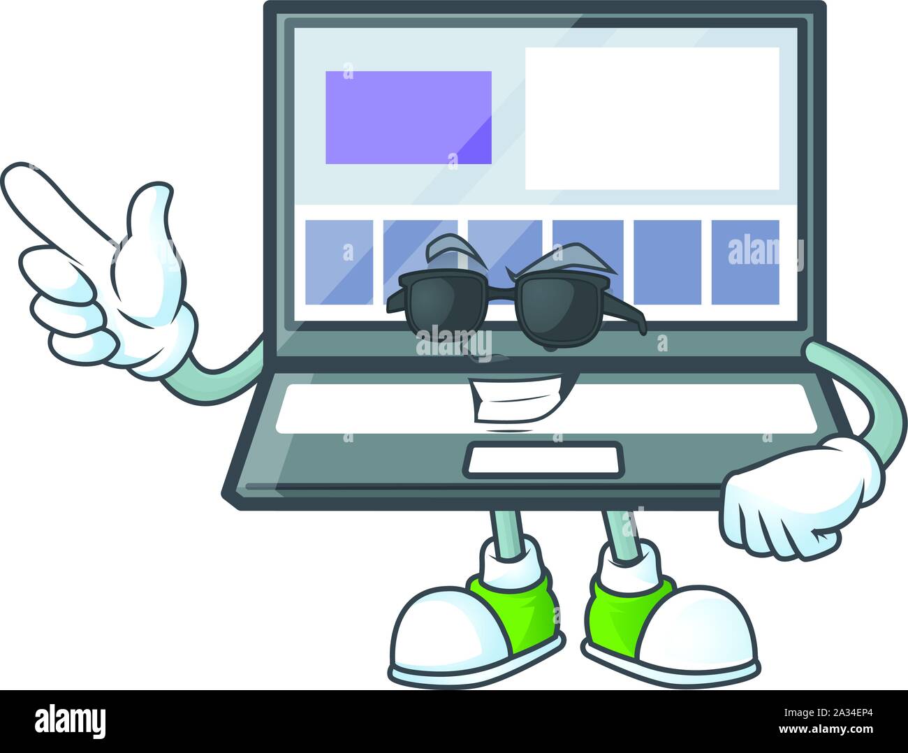 Ordinateur portable avec technologie Super cool forme caractère mascot Illustration de Vecteur