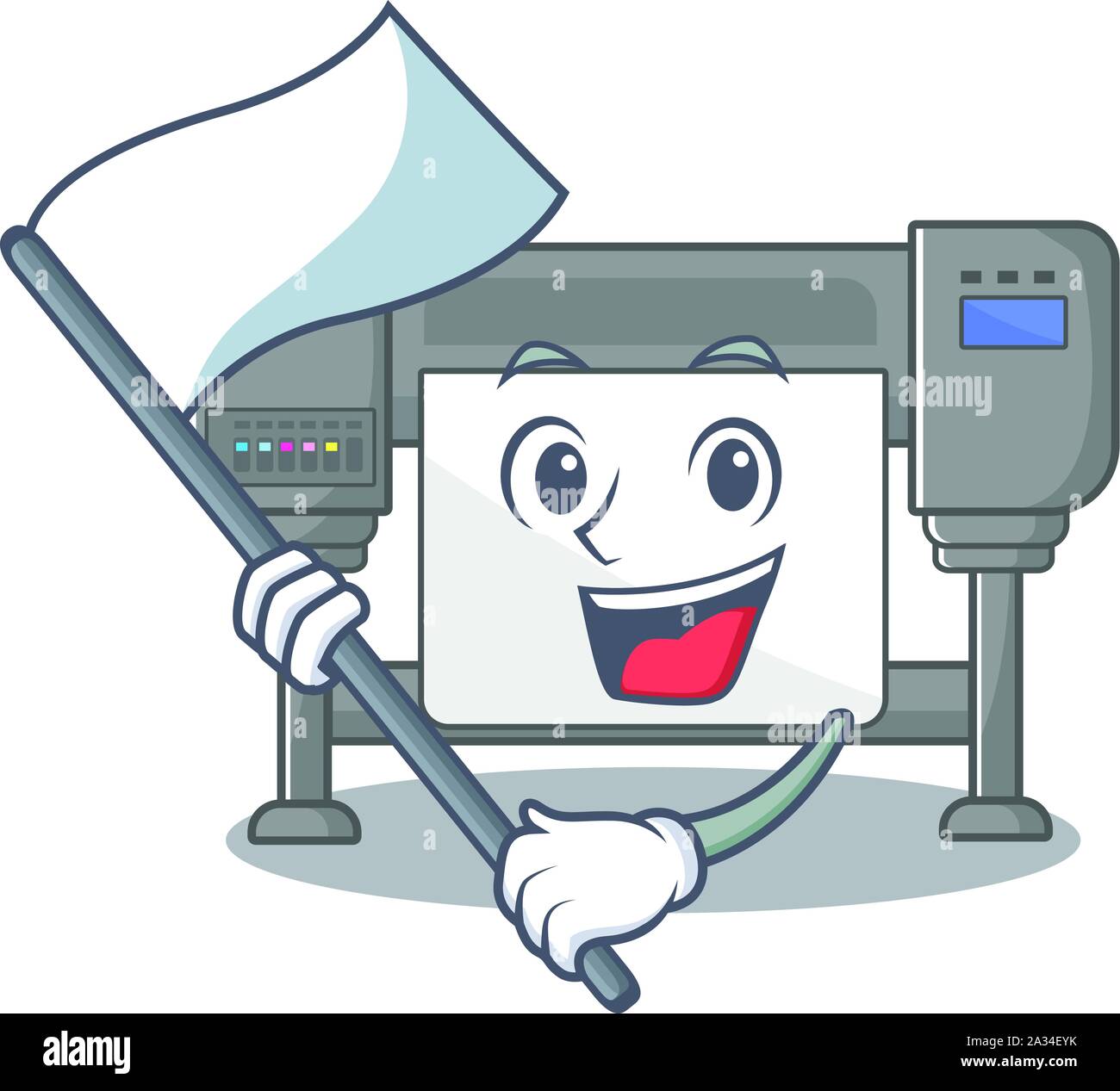 Avec le drapeau sur le jouet plotters mascot président Illustration de Vecteur