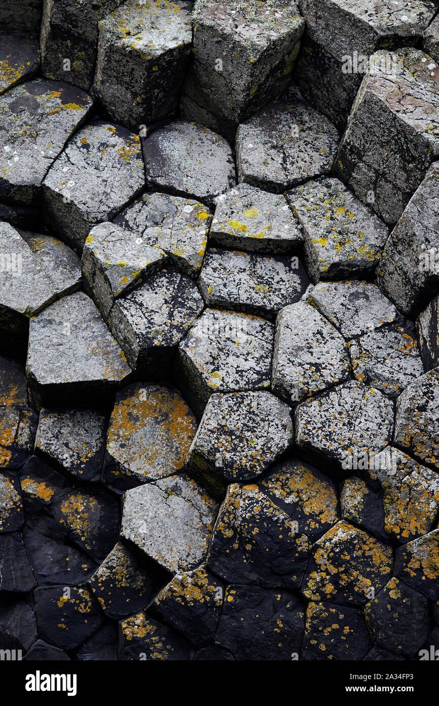 Les colonnes basaltiques hexagonales sur Staffa, Hébrides intérieures, Ecosse, Royaume-Uni Banque D'Images