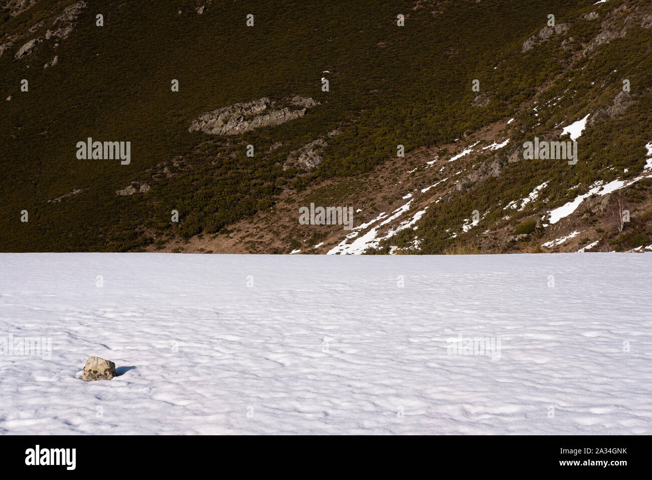 Asturias, Espagne - 21 mars 2019 - Neige à Ruta del Cabril Banque D'Images