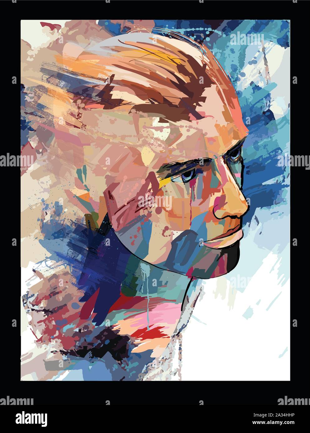Portrait d'un homme élégant en style de peinture acrylique couteau - vector illustration (idéal pour l'impression sur tissu ou papier, affiche ou papier peint, chambre de Illustration de Vecteur
