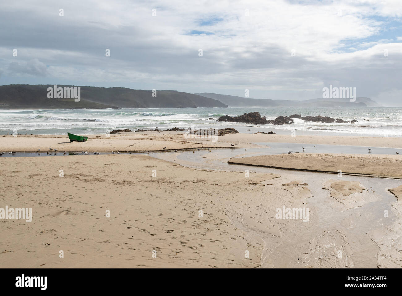 Nemina beach surf, Muxia, Galice, Costa da Morte, Espagne Banque D'Images