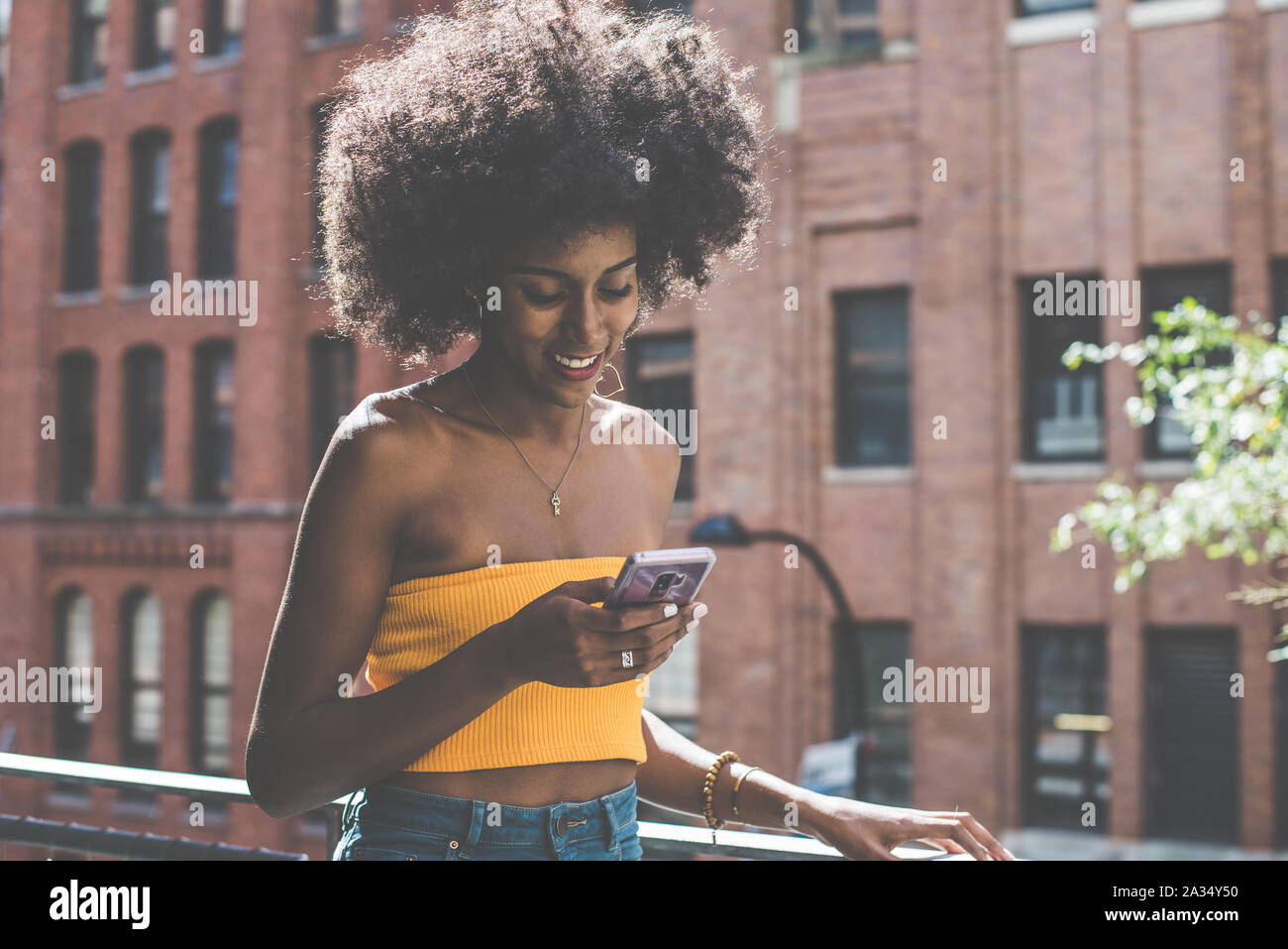 Belle jeune fille américaine à New York Banque D'Images