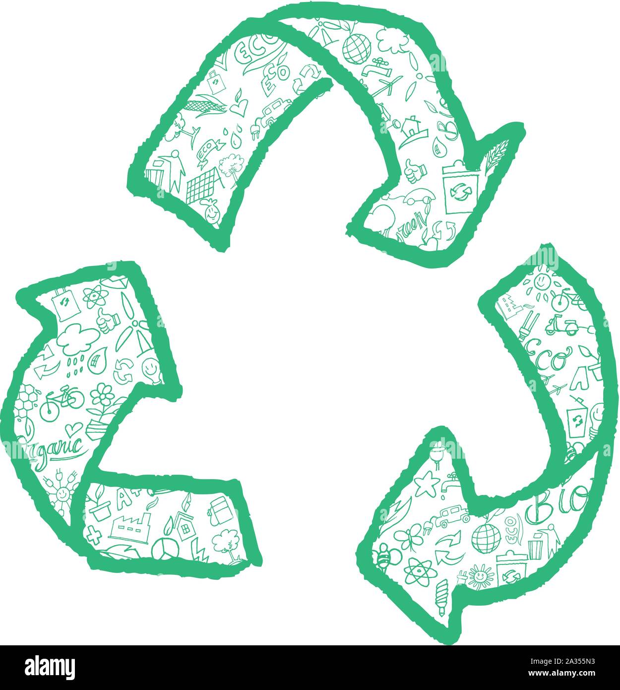Symbole de recyclage avec l'élément symbole dessiné à la main Illustration de Vecteur