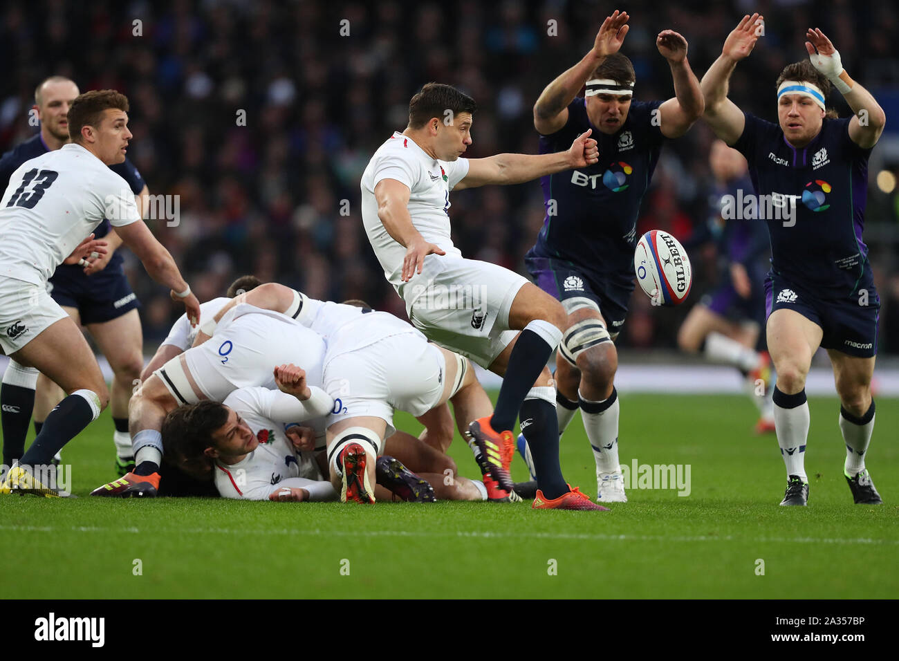 Londres, Angleterre - le 16 mars 2019 : Au cours de la Guinness match des Six Nations entre l'Angleterre et l'Écosse au stade de Twickenham. Banque D'Images