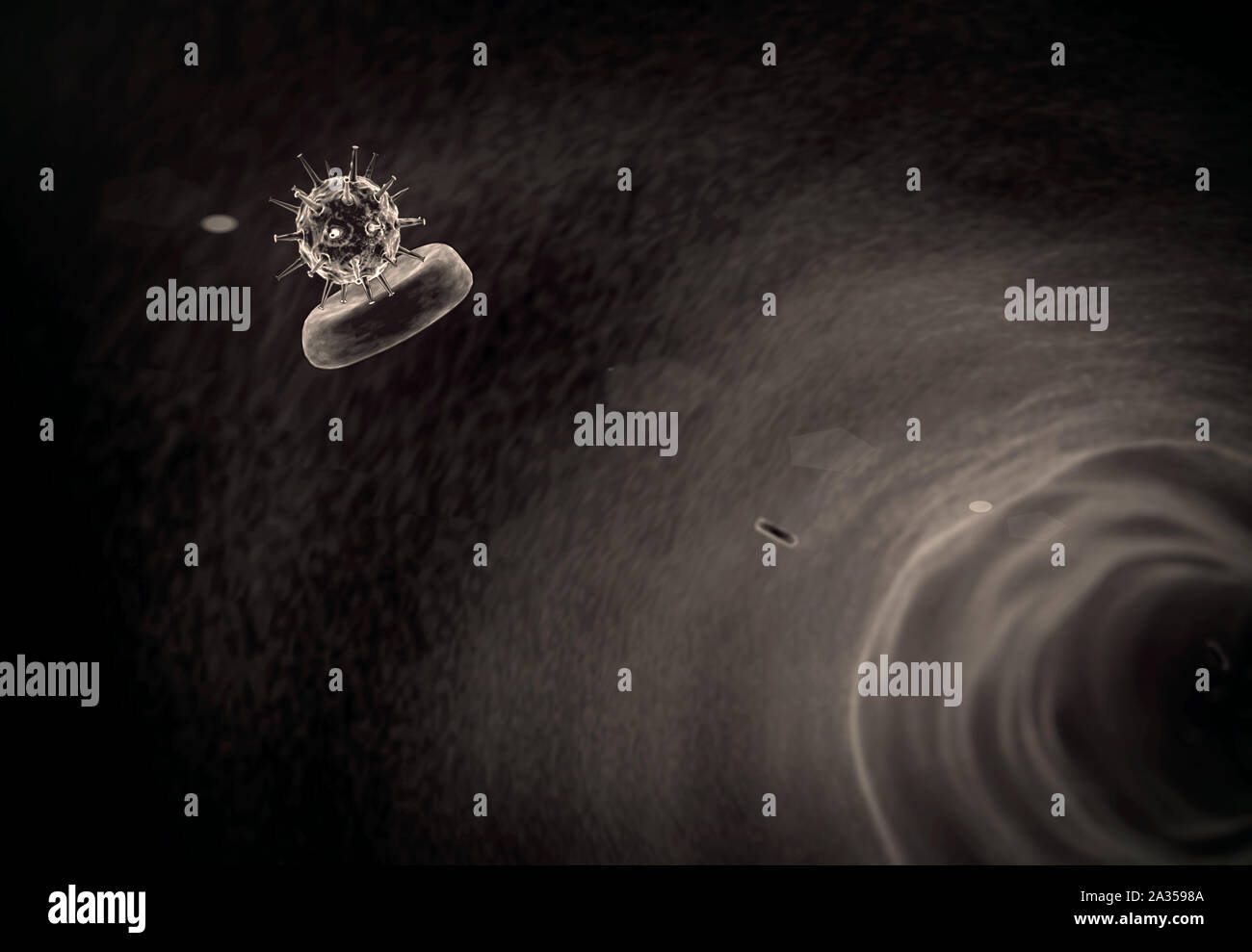 Les érythrocytes et les virus dans le sang Banque D'Images