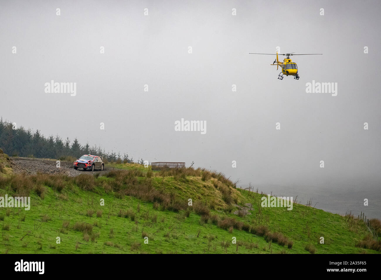 Llanidloes, UK. 5ème Oct, 2019. Craig Breen et co-pilote Paul Nagle concurrence dans leur coquille Hyundai Mobis Hyundai i20 WRC Coupé lors de l'étape 13 du Wales Rally GB, Crédit : Jason Richardson/Alamy Live News Banque D'Images
