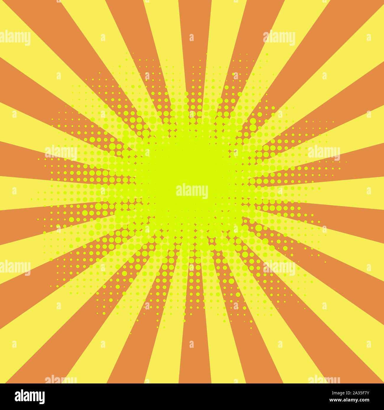 Retro Vintage Style demi-teinte jaune Arrière-plan avec les rayons du soleil. Design Pop Art Texture. Modèle d'Explosion Star Illustration de Vecteur