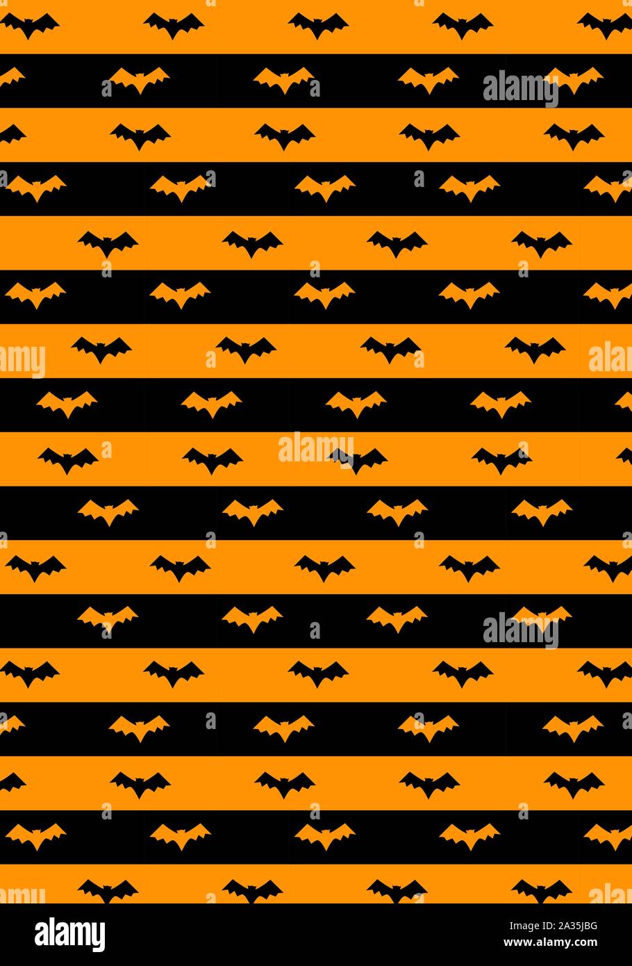 Modèle vecteur d'Halloween orange et noir avec silhouette bat Illustration de Vecteur