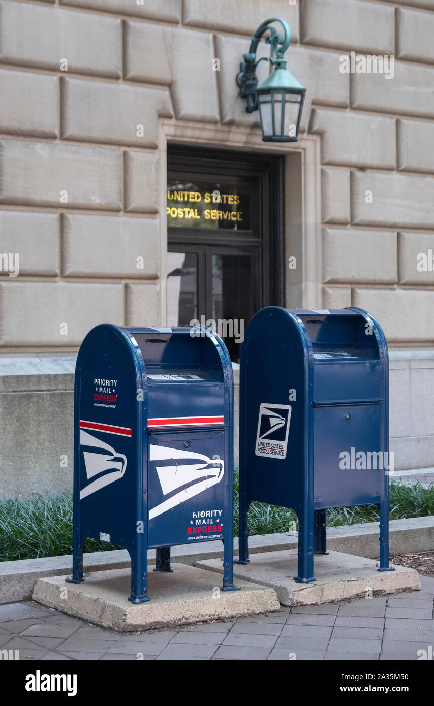 Les services postaux des Etats-Unis et boîtes aux lettres, Pennsylvania Avenue, Penn Quarter, Washington DC, USA Banque D'Images