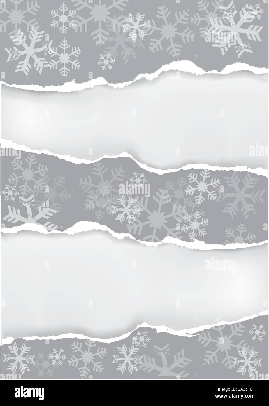 Noël arrière-plan gris avec du papier déchiré et les flocons. Vector disponibles. Illustration de Vecteur