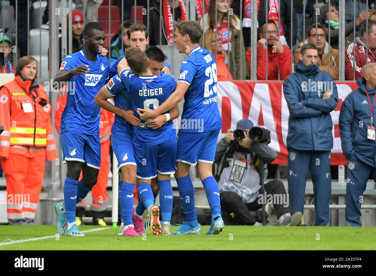 05.10.2019, xemx, Fussball 1.Bundesliga, le FC Bayern München - TSG 1899 Hoffenheim emspor, V.L. Pariwash Adamian (TSG 1899 Hoffenheim # 23) célébrer la Banque D'Images