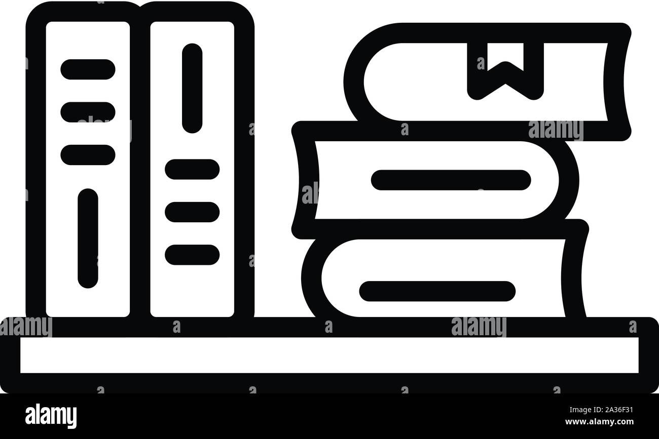 Livres sur l'étagère, l'icône de style contour Illustration de Vecteur