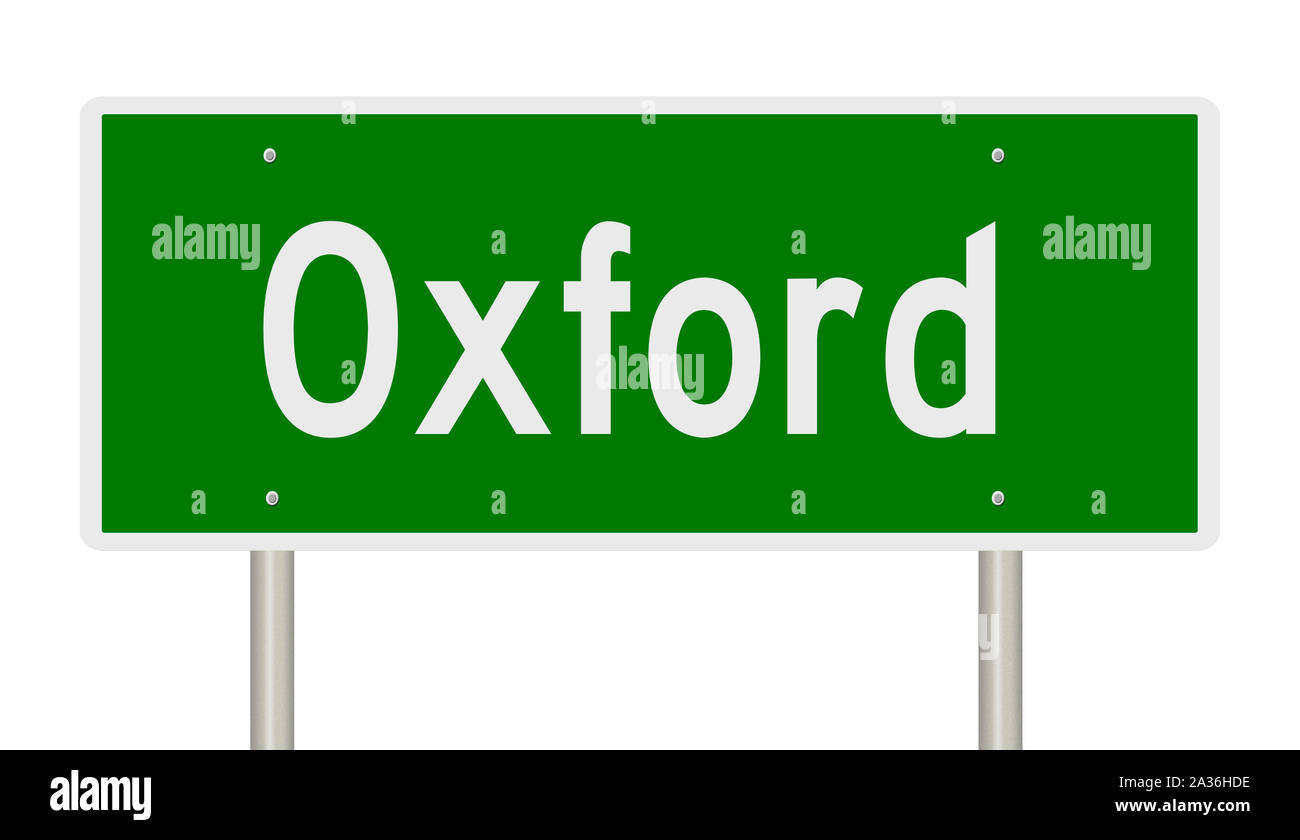 D'un rendu 3d vert panneau routier d'Oxford en Angleterre Banque D'Images