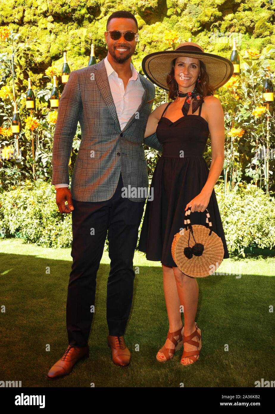 Pacific Palisades, CA. 5ème Oct, 2019. Isaiah Mustafa, Lisa Mustafa aux arrivées pour la 10e édition de la Veuve Clicquot Polo Classic, Will Rogers State Historic Park, Pacific Palisades, CA Octobre 5, 2019. Credit : Elizabeth Goodenough/Everett Collection/Alamy Live News Banque D'Images