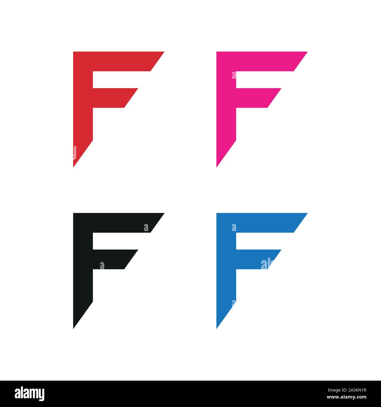 Élégant unique de création artistique symbolique noir, blanc, rouge et bleu sur l'icône de lettre initiale F. logo logo Lettre F - Vector Illustration de Vecteur