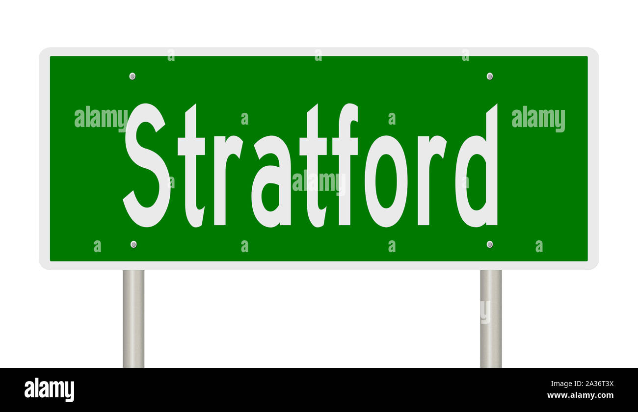 D'un rendu 3d vert panneau routier pour Stratford Banque D'Images