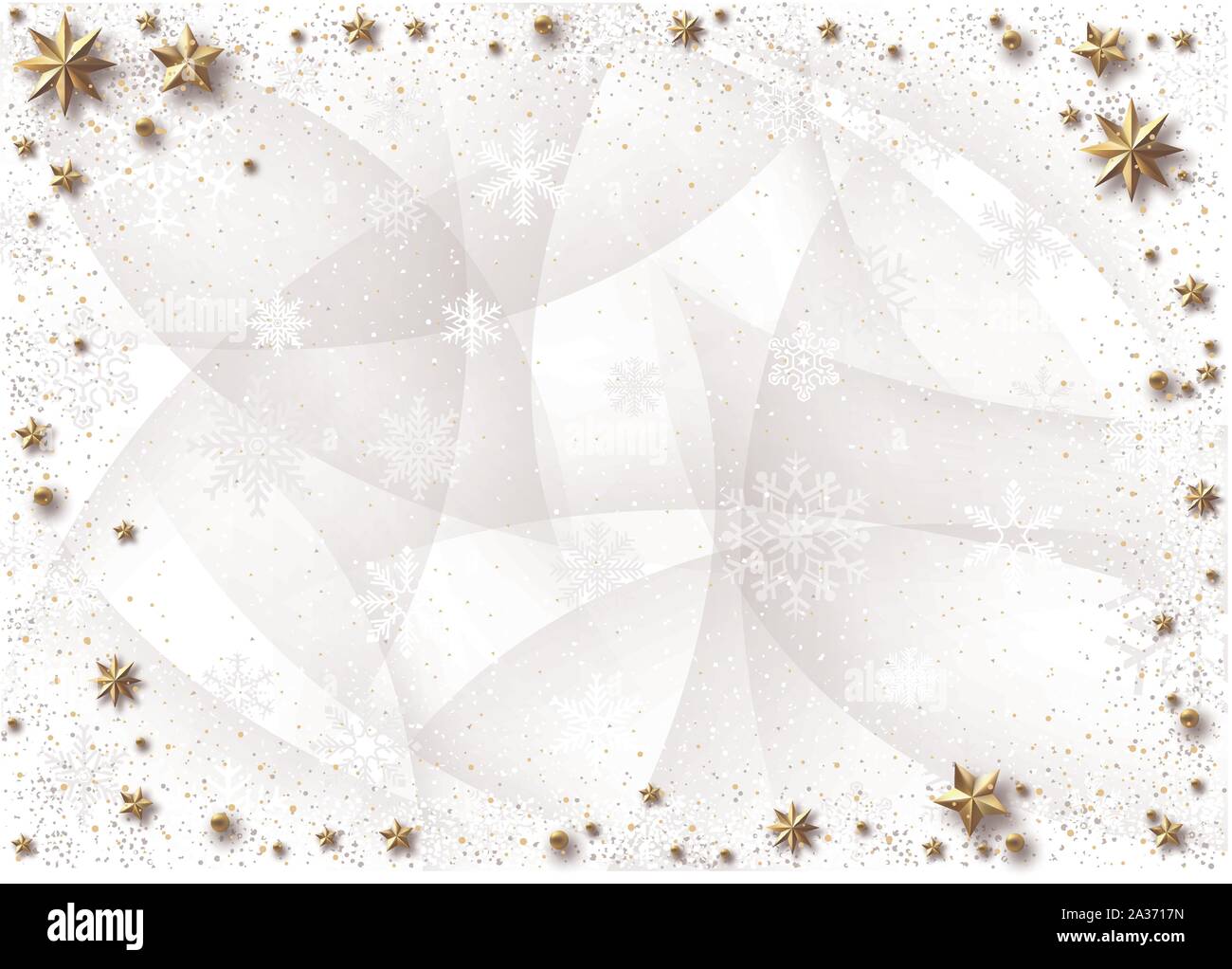 Blanc Noël arrière-plan avec étoiles d'or et les flocons Illustration de Vecteur