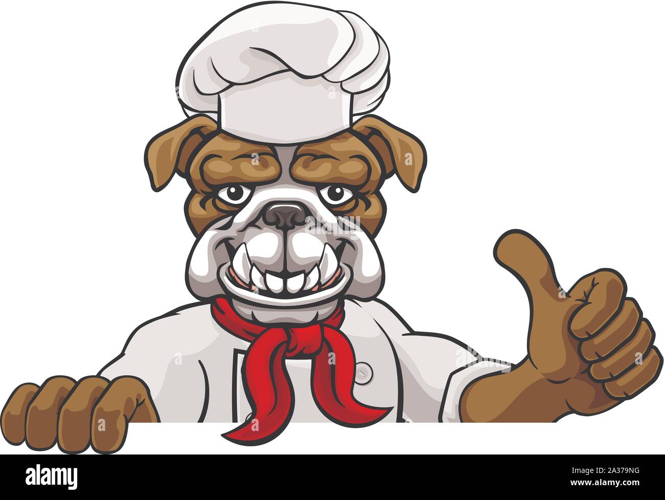 Chef Bulldog Mascot Cartoon signe Illustration de Vecteur