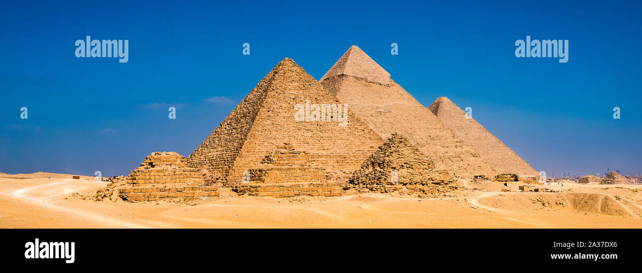 Grandes pyramides de Gizeh, Egypte Banque D'Images