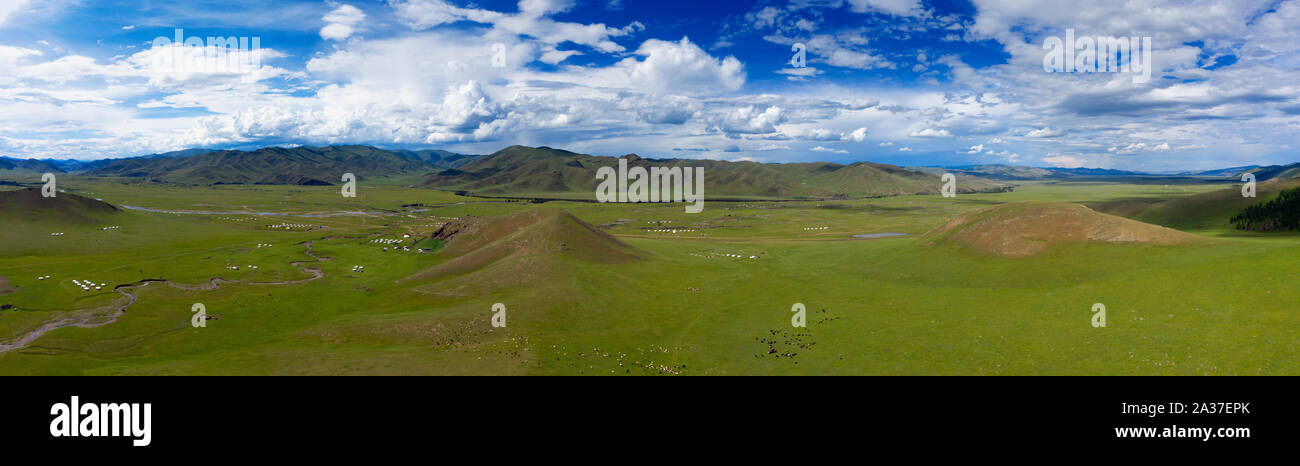 Paysage de l'antenne de la vallée de l'Orkhon en Mongolie, Banque D'Images