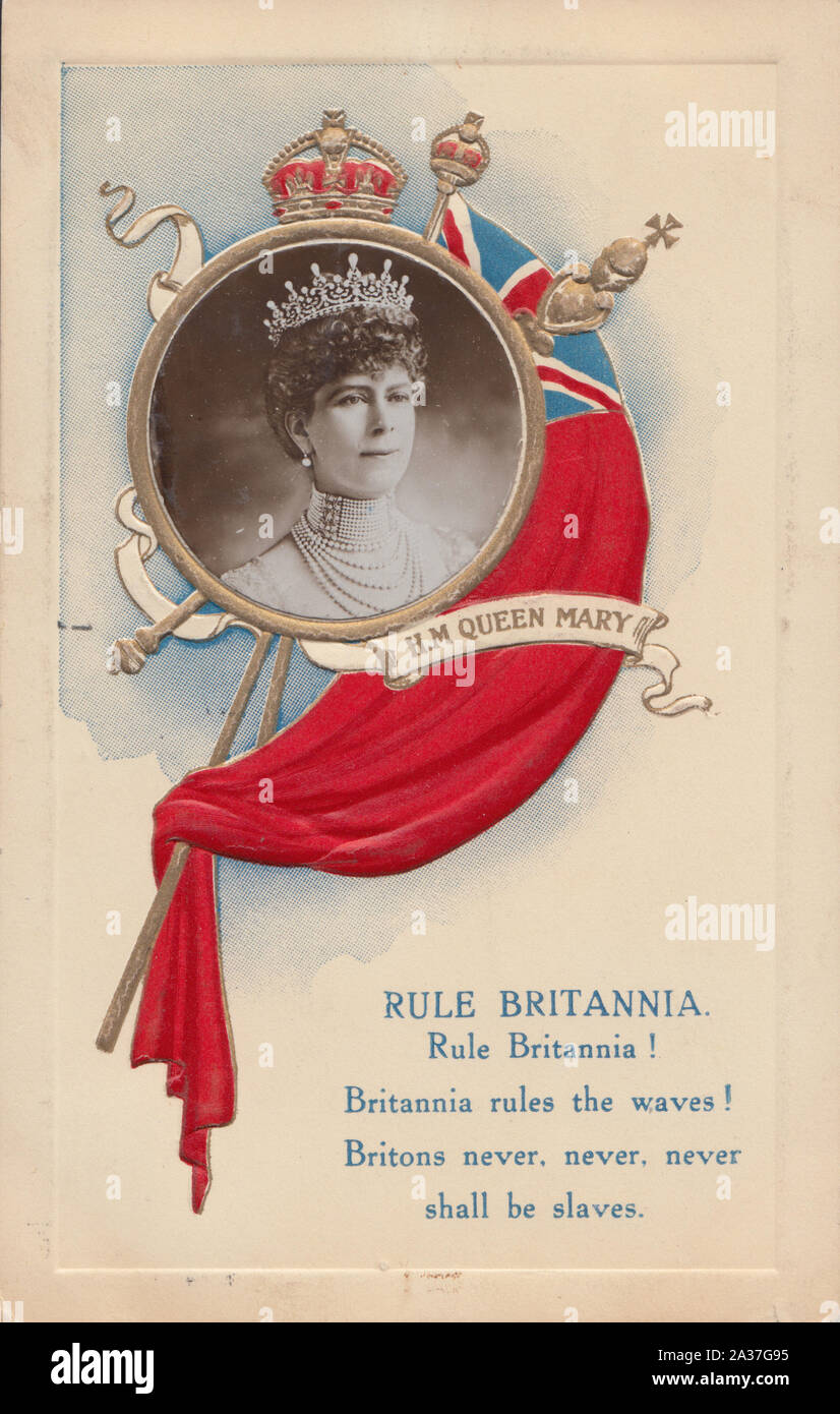 Image et de patriotisme. H.M.Queen Mary, Rule Britannia. Les Vagues Règles Britannia Banque D'Images