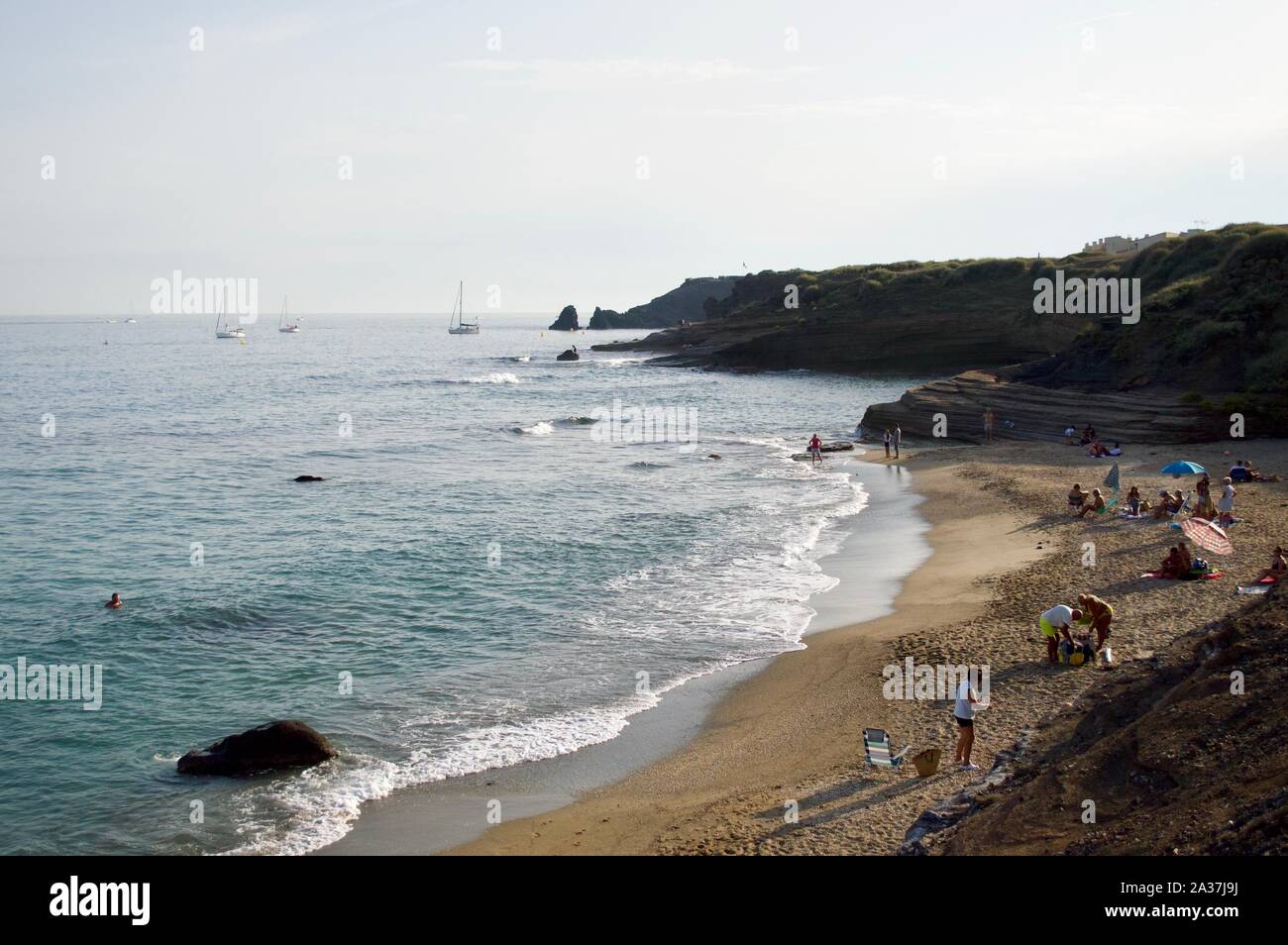 Une plage au Cap d'Agde, France Banque D'Images