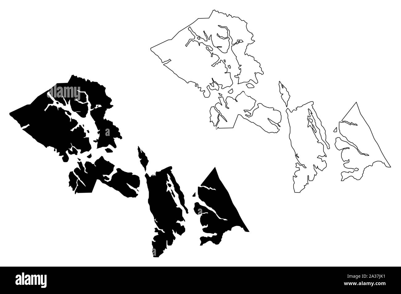 Hoonah-Angoon Zone de recensement, de l'Alaska (les quartiers et secteurs de recensement en Alaska, États-Unis d'Amérique,USA, États-Unis, US) map vector illustration, scribble sket Illustration de Vecteur