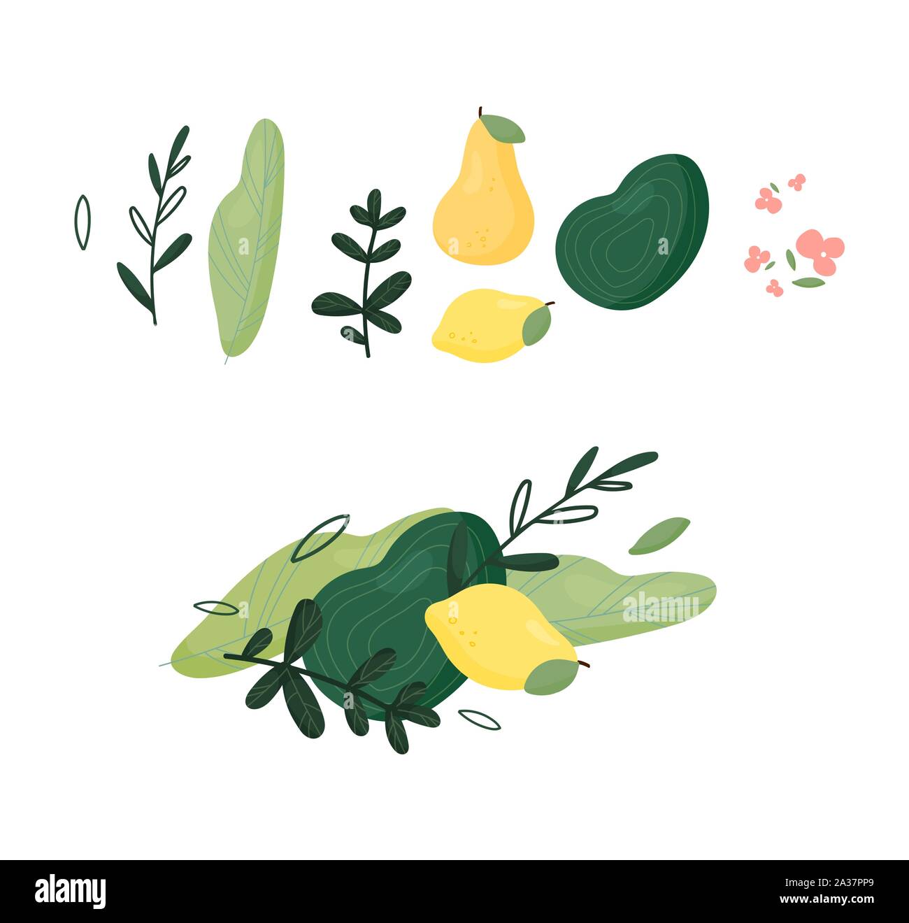 Ensemble de feuilles tropicales abstrait. Éléments de conception vectorielle Illustration de Vecteur