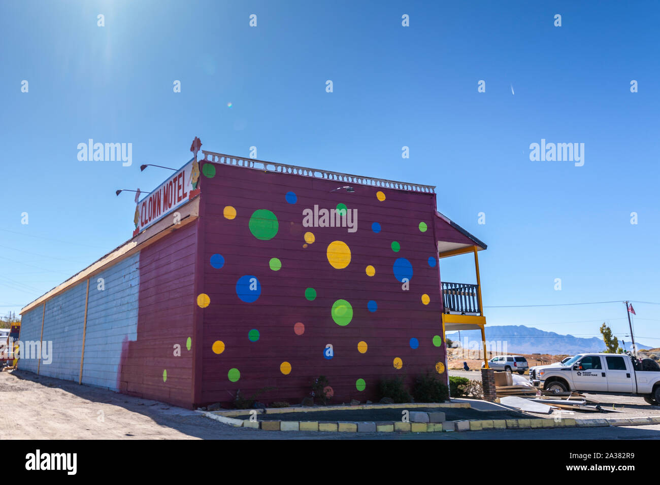 Le Clown effrayant dans Tonopah Motel NEVADA USA America's Scariest Motel Banque D'Images