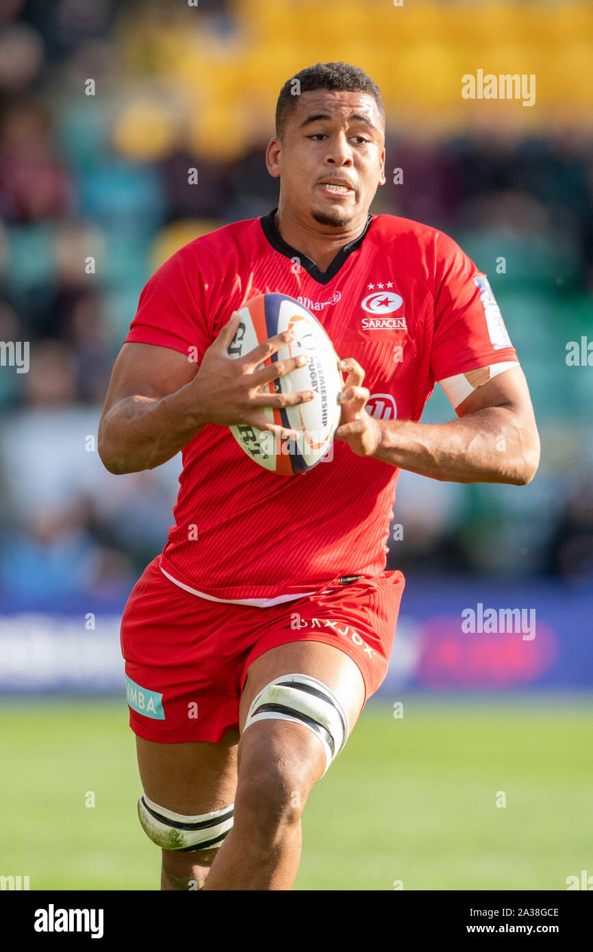 Saracens' Andy Christie au cours de la Premiership Rugby Cup Round 3 match à Franklin's Gardens, Northampton. Banque D'Images