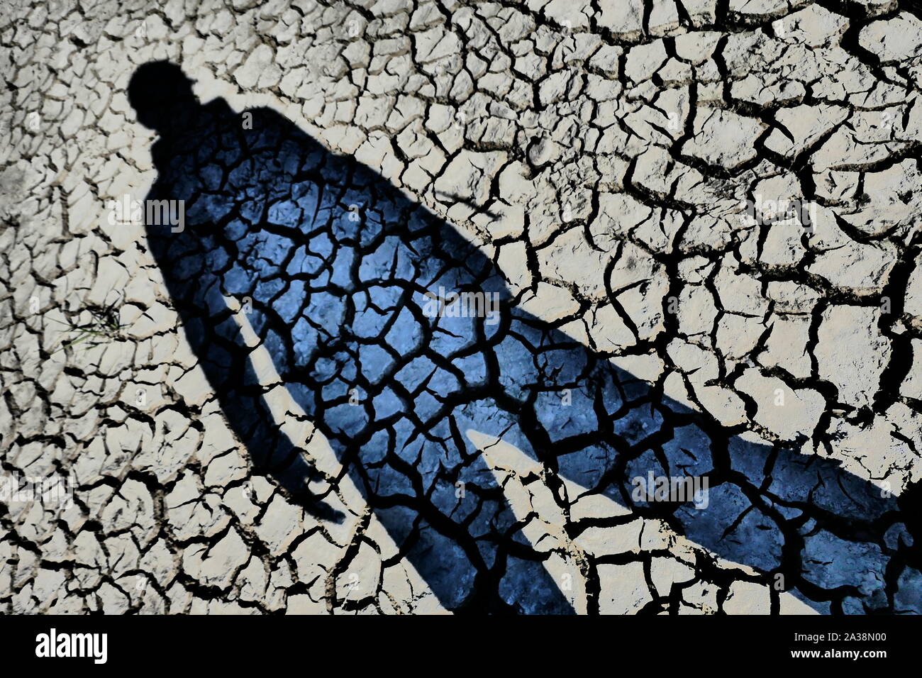 Une grave sécheresse causée par une vague de chaleur de l'été et disposition des fissures du sol. Banque D'Images
