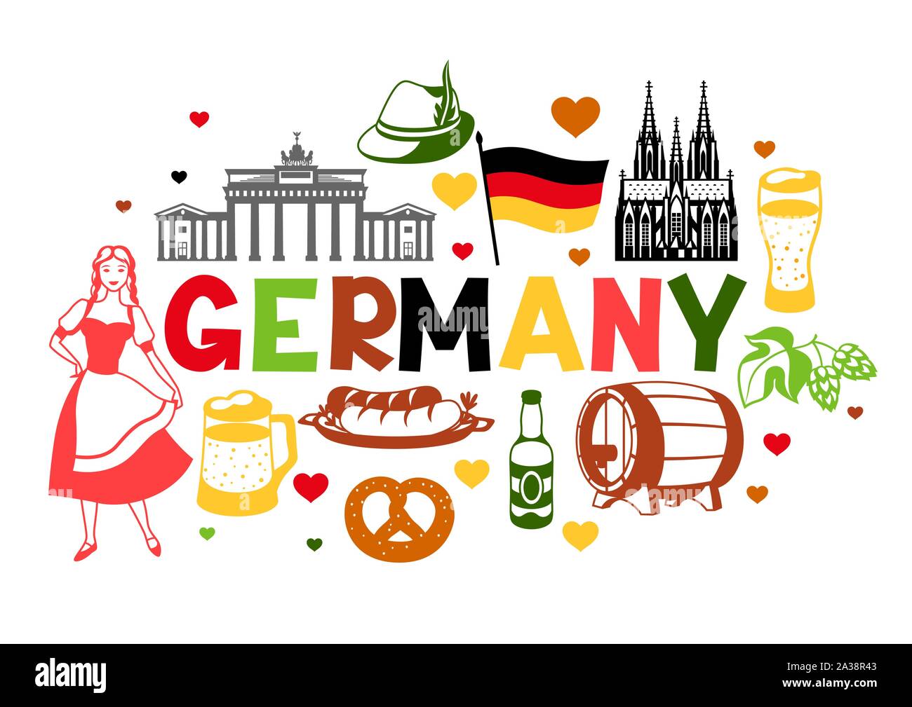 Jolie Illustration Allemagne En Dessin Pour Page De Garde La conception d'arrière-plan allemand. Allemagne nationale symboles