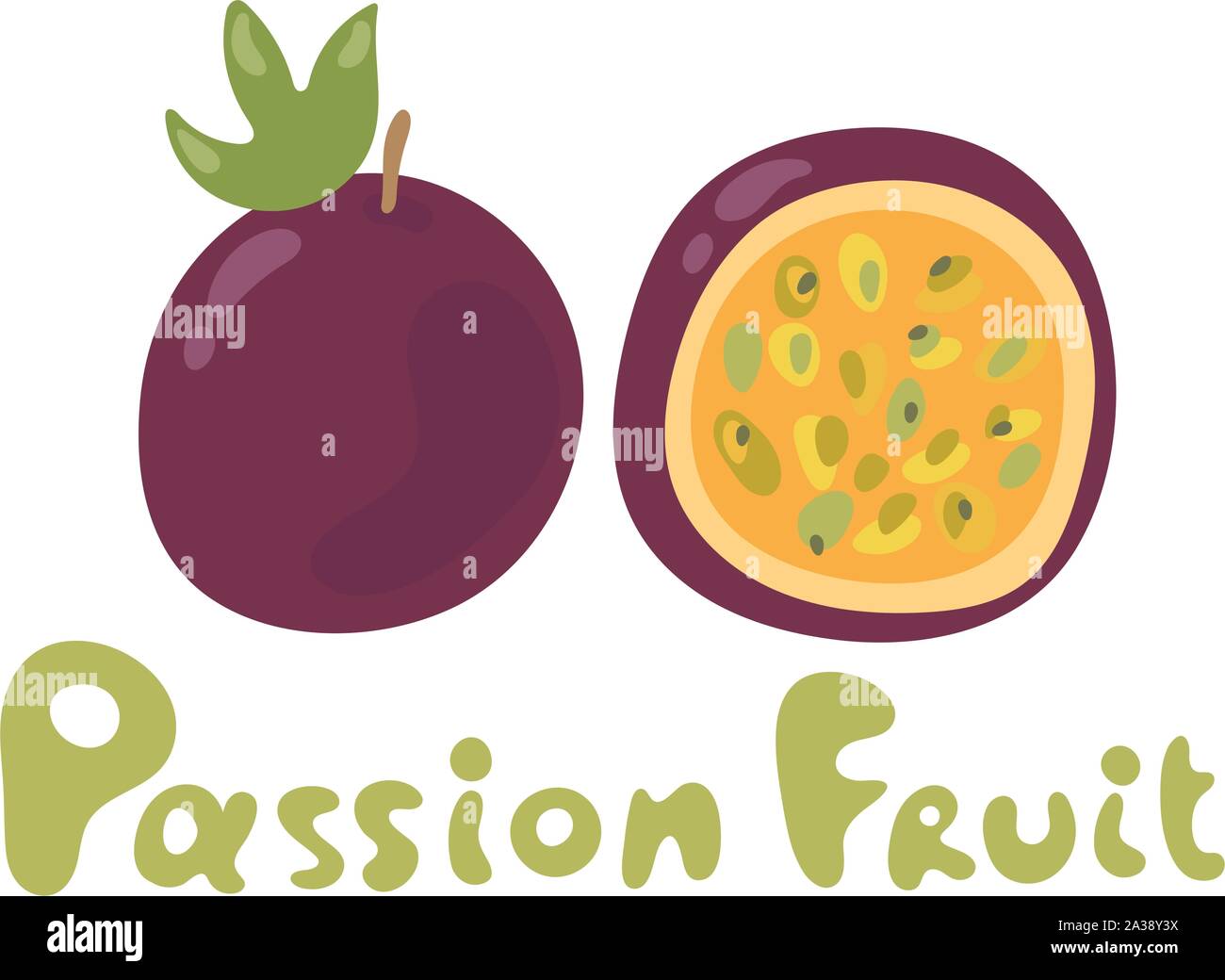 Fruit de la Passion frais mûrs colorés avec drôle Illustration texte Titre Illustration de Vecteur