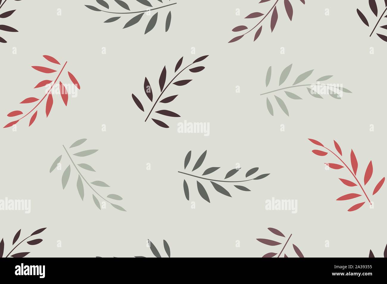 Vector Floral seamless pattern. Rouge, feuilles d'olivier. Illustration de Vecteur