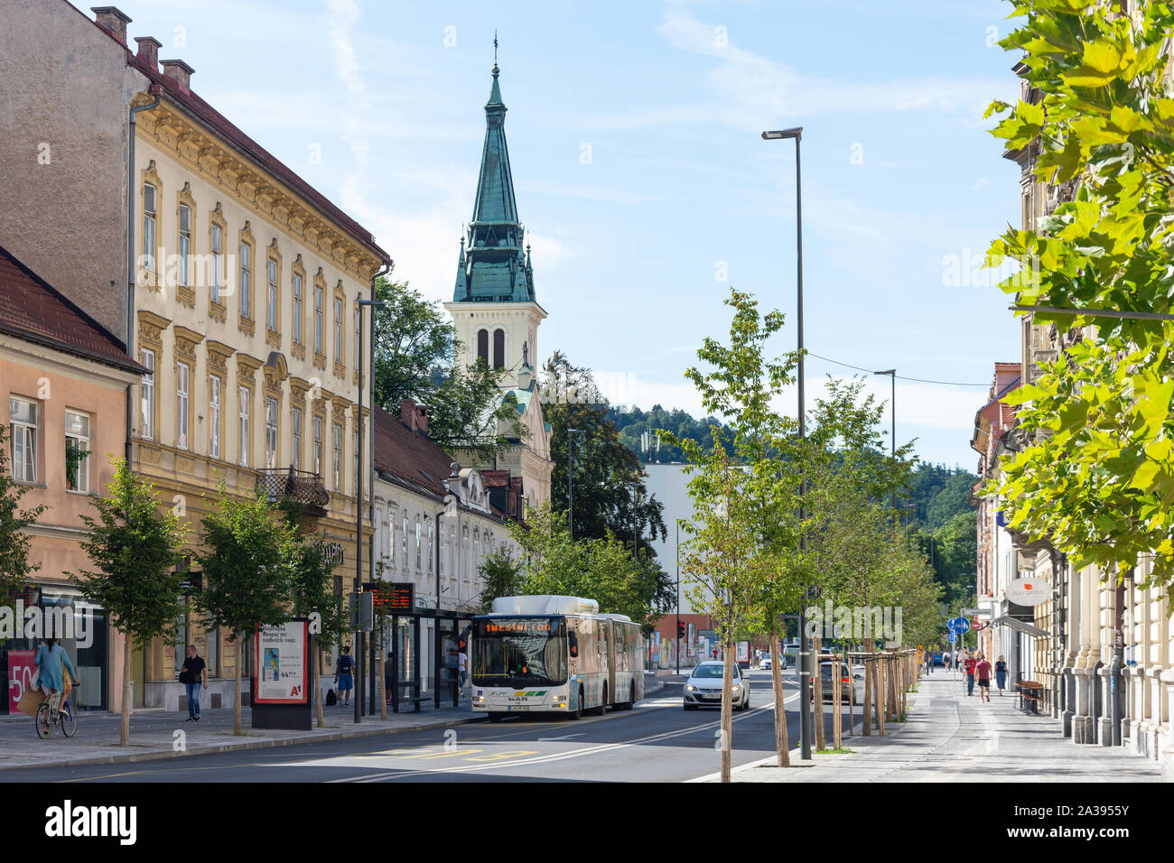 Scène de rue, Gosposvetska cesta, Ljubljana, Slovénie Banque D'Images