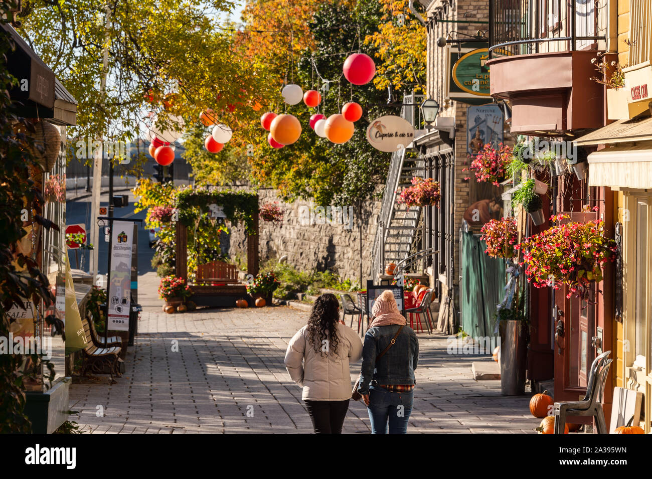La ville de Québec, Canada - 5 octobre 2019 : le Petit Champlain street dans la vieille ville de Québec. Banque D'Images