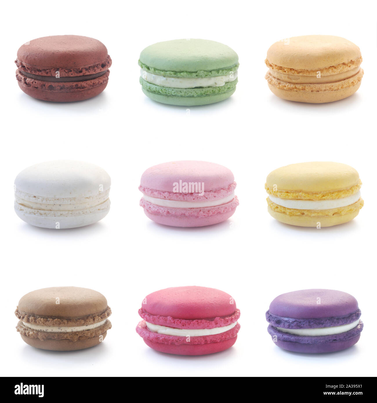 Divers Macarons Isolated On White Banque D'Images