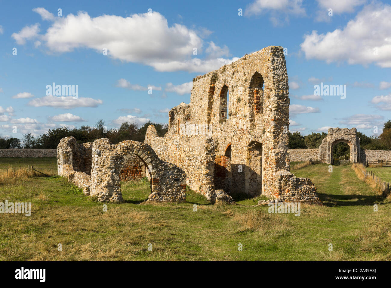 Ruines du couvent franciscain de Greyfriars, Dunwich, Suffolk, UK. Banque D'Images
