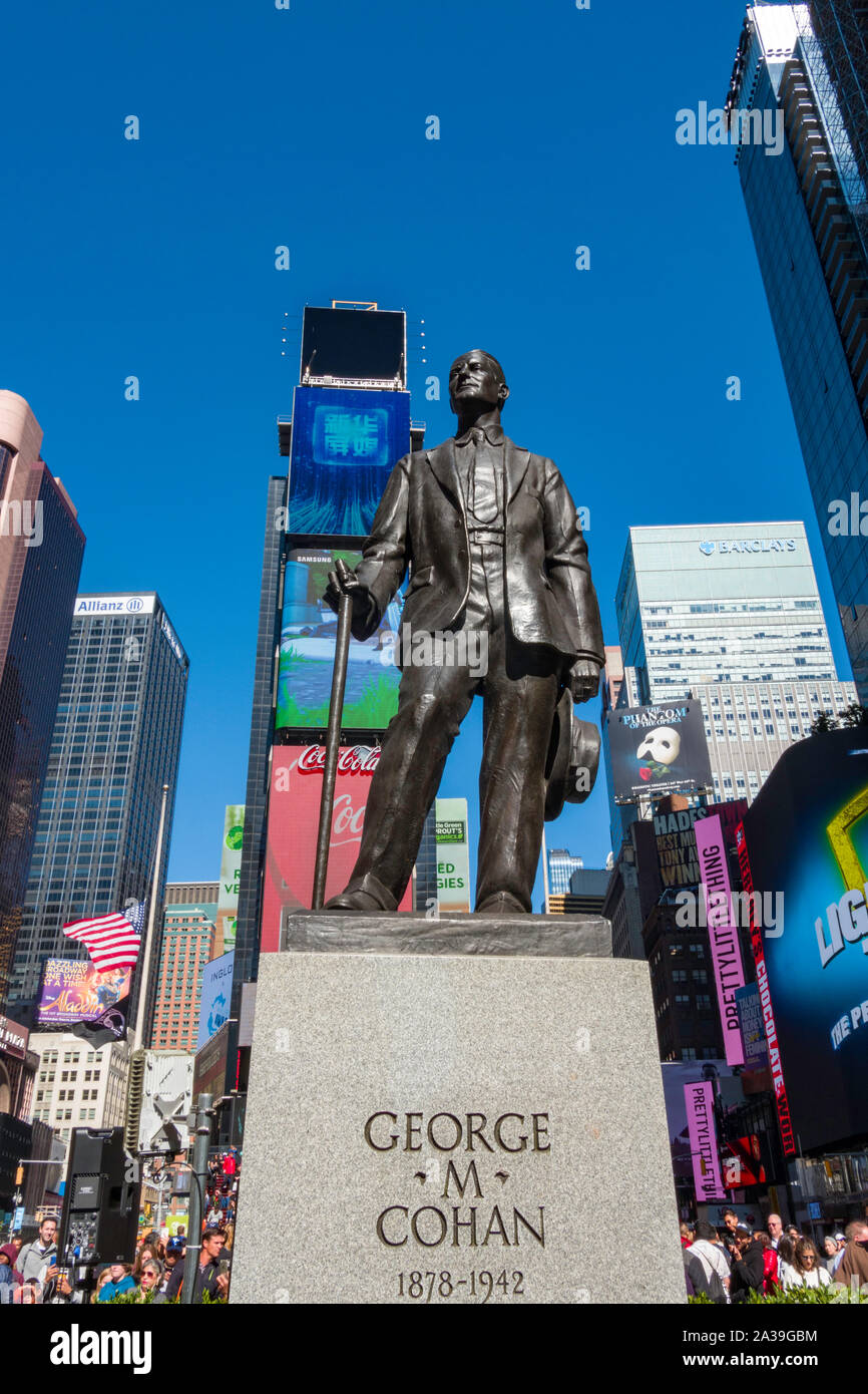 George M. Cohan Statue, père Duffy Square, NYC Banque D'Images