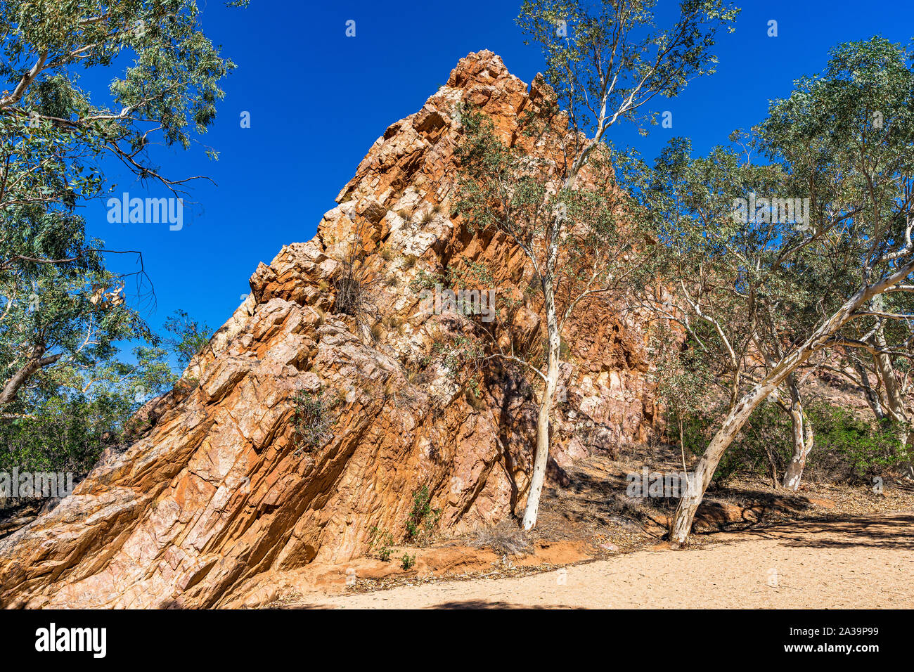 Jessie Gap dans l'Est des MacDonnell, située à l'est d'Alice Springs en Australie centrale. Banque D'Images